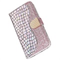 Croco Bling iPhone XR Lommebok-deksel - Sølv
