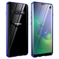 Samsung Galaxy S10 Magnetisk Deksel med Herdet Glass - Blå