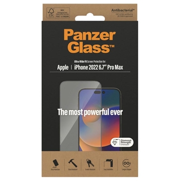 PanzerGlass Ultra-Wide Fit iPhone 14 Pro Max Skjermbeskytter - Svart