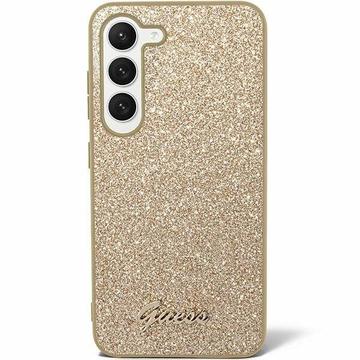 Samsung Galaxy S24 Guess Glitter Flakes Metal Logo Hybrid-deksel - Gull