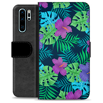 Huawei P30 Pro Premium Lommebok-deksel - Tropiske Blomster