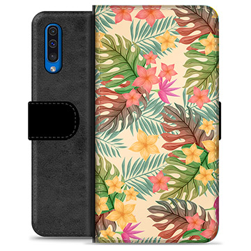 Samsung Galaxy A50 Premium Lommebok-deksel - Rosa Blomster