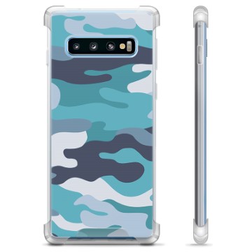 Samsung Galaxy S10 Hybrid-deksel - Blå Kamuflasje