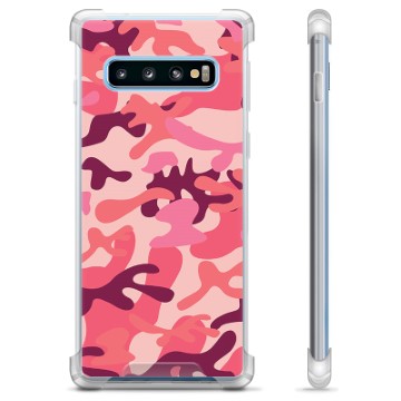 Samsung Galaxy S10+ Hybrid-deksel - Rosa Kamuflasje