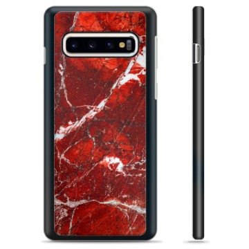 Samsung Galaxy S10+ Beskyttelsesdeksel - Rød Marmor