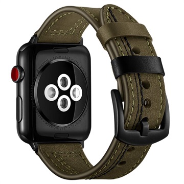 Apple Watch Series Ultra 2/Ultra/9/8/SE (2022)/7/SE/6/5/4/3/2/1 Stitched Lærrem - 49mm/45mm/44mm/42mm - Grønn