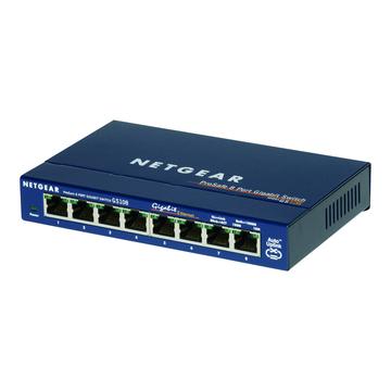 Netgear GS108 8-porters Gigabit Ethernet-svitsj - Blå