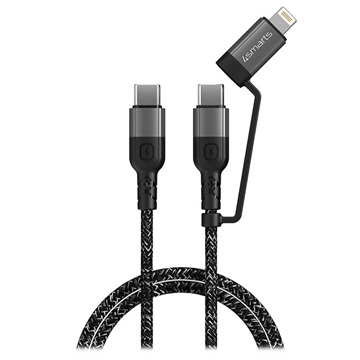 4smarts ComboCord CL USB-C / USB-C og Lightning Kabel - 1.5m - Svart