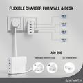 4smarts GaN Flex Pro 200W bord-/vegglader - 4x USB - Hvit