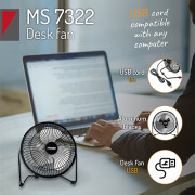 Mesko MS 7322 Vifte - Skrivebord - 15cm USB