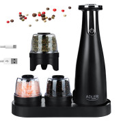 Adler AD 4449b Elektrisk salt- og pepperkvern - sett - 3 kverner - USB