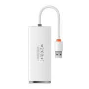 Baseus Lite Series Hub 4in1 WKQX030002 USB til 4x USB 3.0, 25 cm - hvit