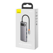 Hub 6in1 Baseus Metal Gleam Series CAHUB-CW0G, USB-C til 3x USB 3.0 + HDMI + USB-C PD + Ethernet RJ45