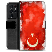 Samsung Galaxy S21 Ultra 5G Premium Lommebok-deksel - tyrkisk Flagg