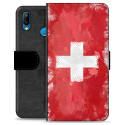Huawei P20 Lite Premium Lommebok-deksel - Sveitsisk Flagg