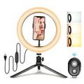 6" 48-LED Selfie Ring Light + bordstativ + fjernutløser for direktesendt videoopptak