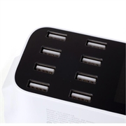 8-Port USB-bordlader med LED-skjerm - Hvit