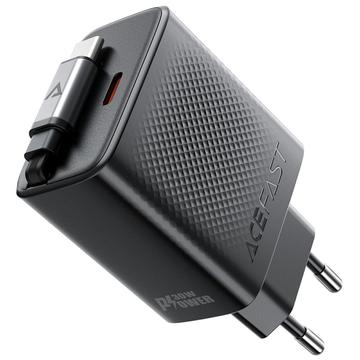 Acefast A110 30W GaN-lader med uttrekkbar USB-C-kabel og USB-C-port - EU-kontakt