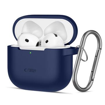 AirPods 4 Tech-Protect silikonetui med krok - Marine Blå