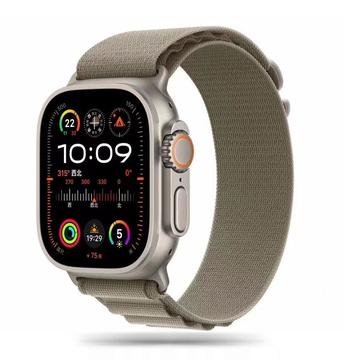 Apple Watch Series Ultra 2/Ultra/9/8/SE (2022)/7/SE/6/5/4/3/2/1 Tech-Protect Nylon Pro-rem - 49mm/45mm/44mm/42mm - titan / oliven