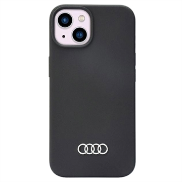 iPhone 14 Audi Metal Logo Silikondeksel - Svart