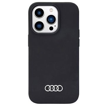 iPhone 14 Pro Max Audi Metal Logo Silikondeksel - Svart