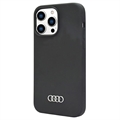 iPhone 14 Pro Max Audi Metal Logo Silikondeksel - Svart