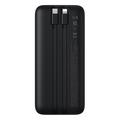 Baseus Lipow 22.5W Power Bank 20000mAh med innebygde Lightning- og USB-C-kabler og LED-skjerm - Svart