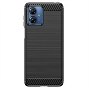 Motorola Moto G14 Børstet TPU Deksel - Karbonfiber - Svart