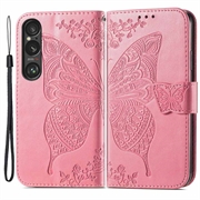 Sony Xperia 1 VI Butterfly Series Lommebok-deksel - Rosa