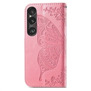 Sony Xperia 1 VI Butterfly Series Lommebok-deksel - Rosa