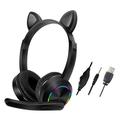 Cat Ears AKZ-020 Over-ear hodetelefoner med kabel for barn / spillhodetelefoner med mikrofon - svart