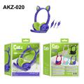 Cat Ears AKZ-020 Over-ear hodetelefoner med kabel for barn / spillhodetelefoner med mikrofon - Lilla