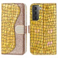 Croco Bling Series Samsung Galaxy S21 FE 5G Lommebok-deksel - Gull