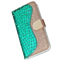 Croco Bling Series Samsung Galaxy S21 FE 5G Lommebok-deksel