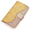 Croco Bling Series iPhone 14 Plus Lommebok-deksel - Gull