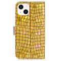 Croco Bling Series iPhone 14 Plus Lommebok-deksel - Gull