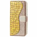 Croco Bling Series iPhone 14 Pro Lommebok-deksel - Gull