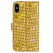 Croco Bling iPhone XS Max Lommebok-deksel (Åpen Emballasje - Utmerket) - Gull