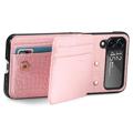 Crocodile Series Samsung Galaxy Z Flip4 Lommebok-deksel - Rosa