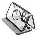 Dobbeltsidig herdet glass + magnetisk metallramme Anti-Drop Case for iPhone 15 Kompatibel med MagSafe Phone Cover med spennelås