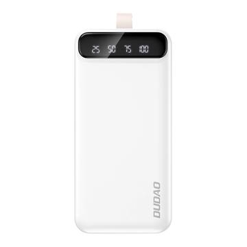 Dudao K8s+ Power Bank 30000mAh - 2x USB / USB-C, LED-lys - Hvit