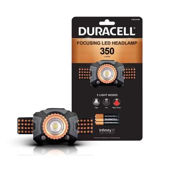 Duracell Fokuserende LED-hodelykt med 3 lysmoduser - 350lm