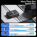 Essager 320W GaN Multi-Port Bordlader - 4x USB-A- og 4x Type-C-porter, EU-kontakt - Svart