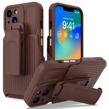 Explorer Series iPhone 14 Plus Hybrid-deksel med Belteklemme - Kaffe