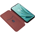 OnePlus Ace 2V/Nord 3 Flip-deksel - Karbonfiber - Brun