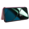OnePlus 11 Flip-deksel - Carbon Fiber - Roségull
