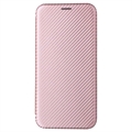 iPhone 15 Pro Max Flip-deksel - Karbonfiber - Roségull