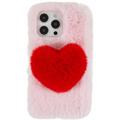 Plush Heart iPhone 14 Pro TPU-deksel - Rosa