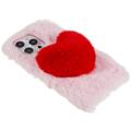 Plush Heart iPhone 14 Pro TPU-deksel - Rosa